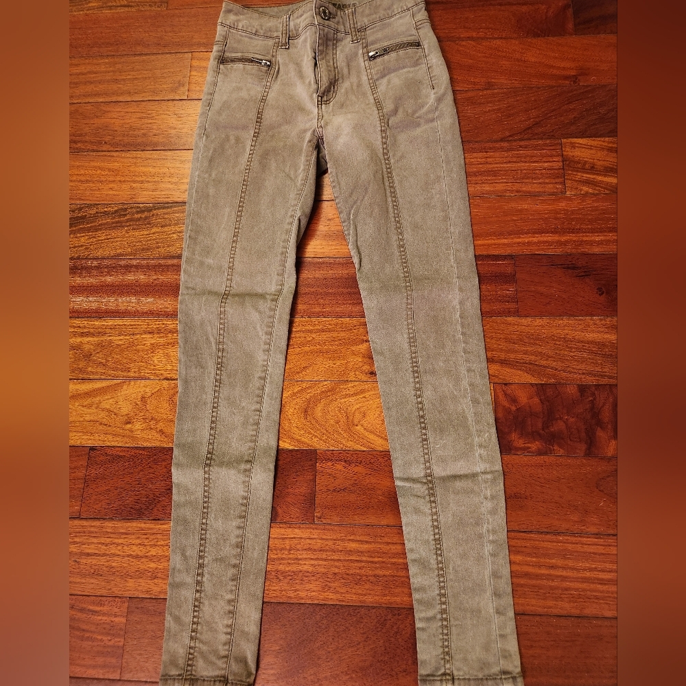 Abercrombie & Fitch Hi Rise Jegging Skinny Pants Size 0 Green/Gray Color